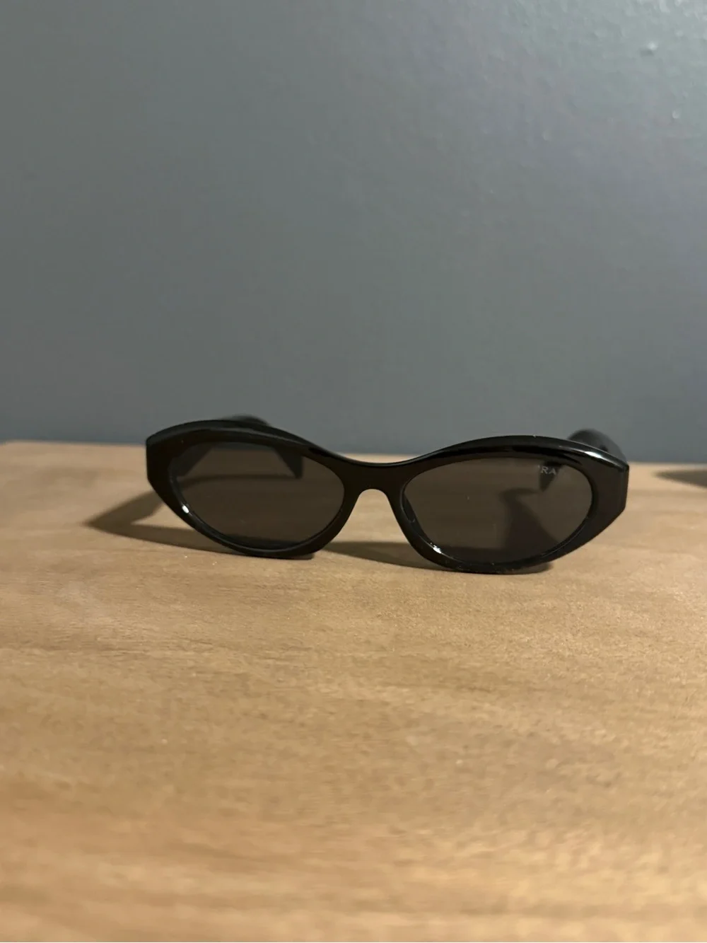 Prada Women’s Black Oval Sunglasses with Dark Lenses NO BOX - Picture 2 of 3